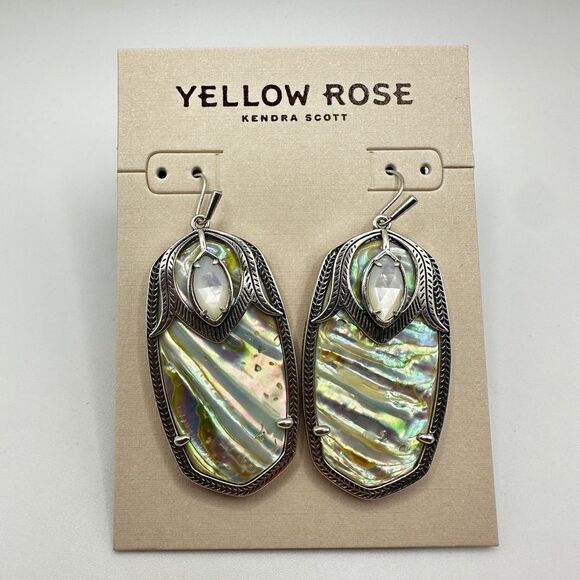 NWT Kendra Scott Vintage-Style Darby Silver Drop Earrings in Iridescent Abalone! - Picture 9 of 11